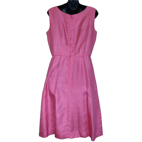 Vintage Carol Brent Silk Dress. HOT PINK w/Tag 60s Made in USA EASTER Sz 16 - Picture 10 of 16
